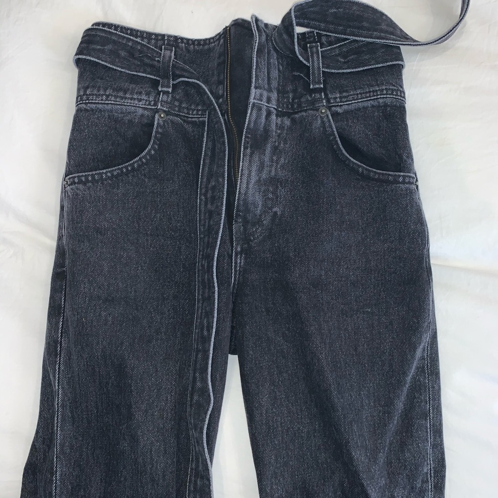 Reformation black high wasted jeans with tie belt